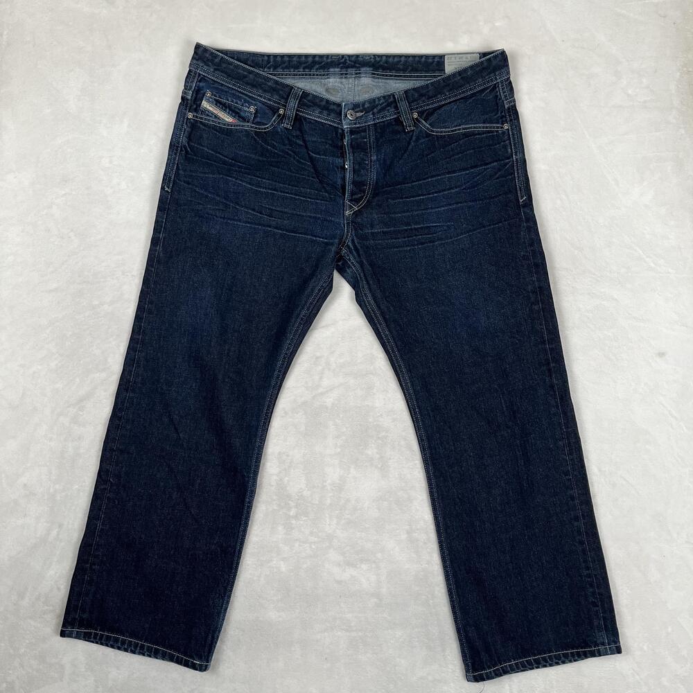 Diesel Viker Jeans Mens 38x28 Blue Regular Straight Denim Dark Wash Altered READ